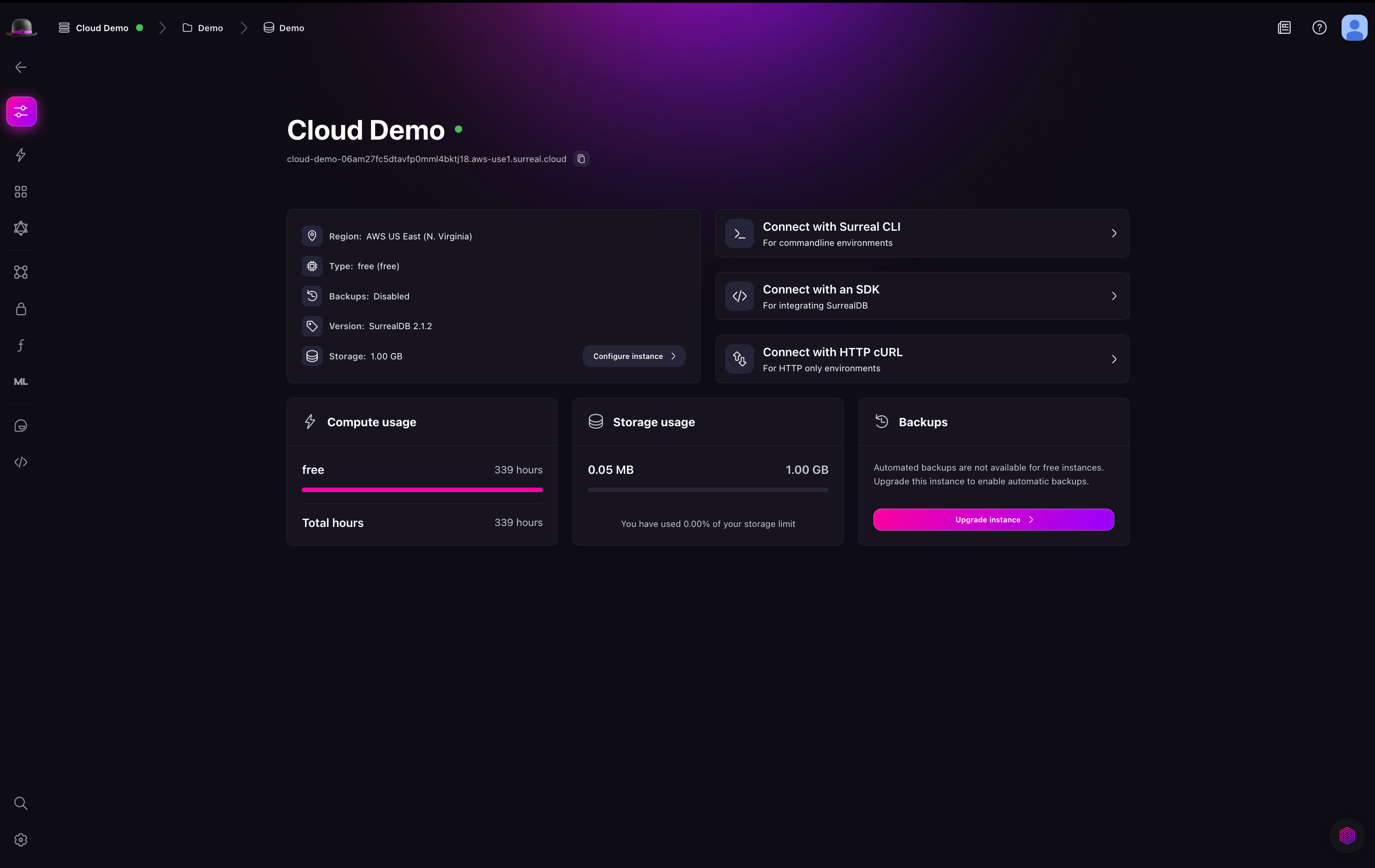 Dashboard view