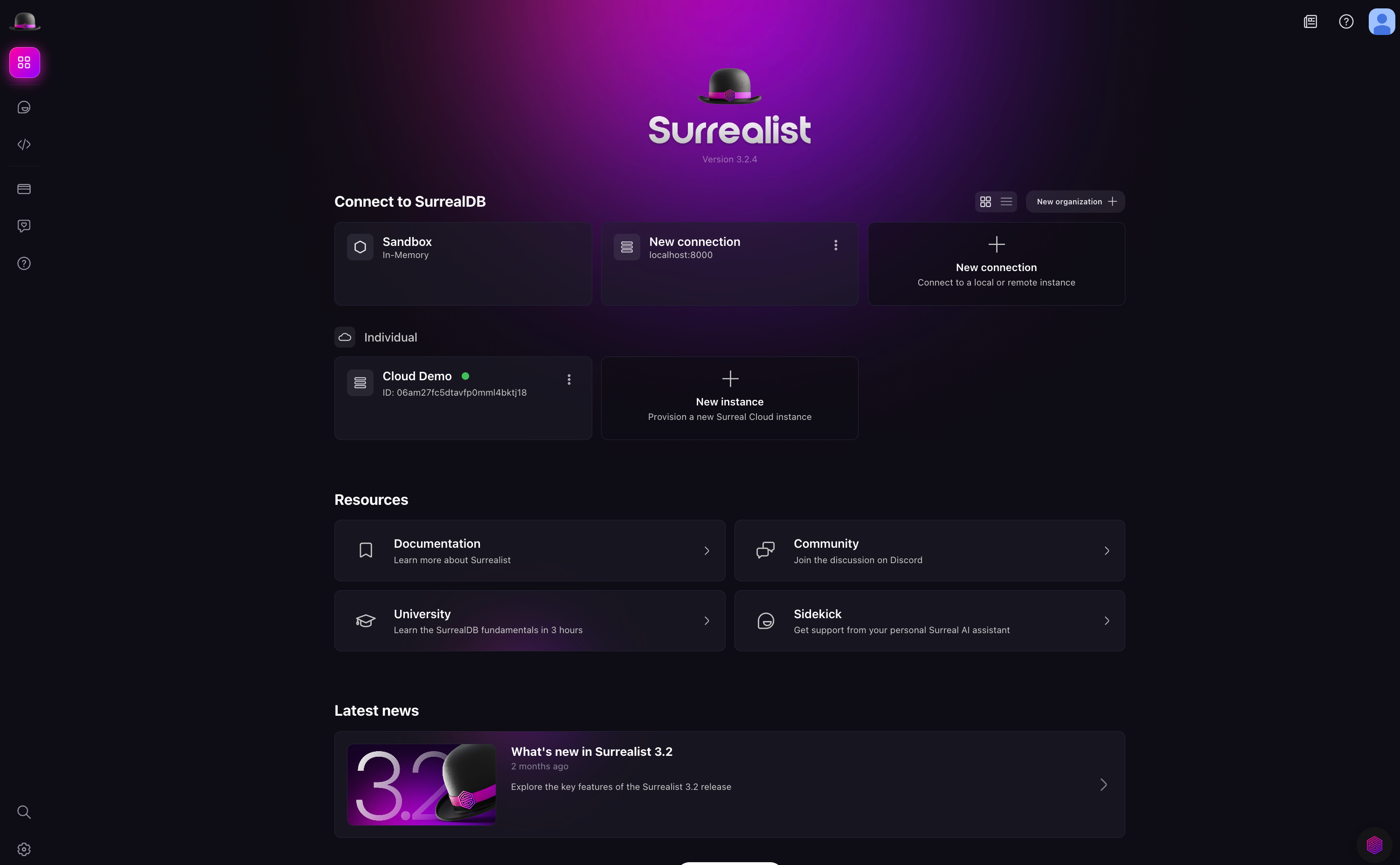 Overview page