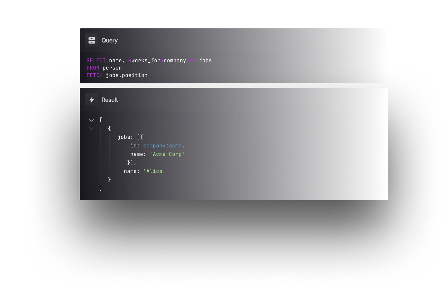 SurrealQL query pane