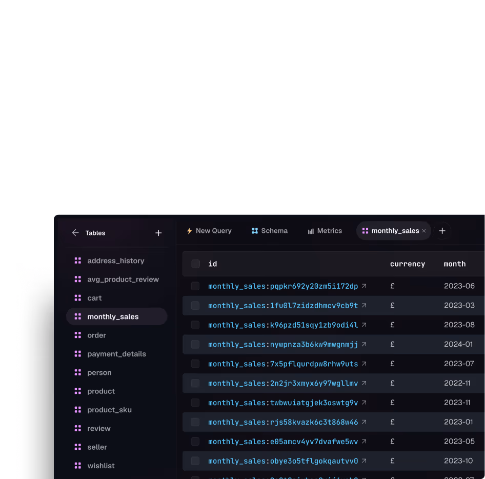 SurrealDB Studio table explorer browsing records
