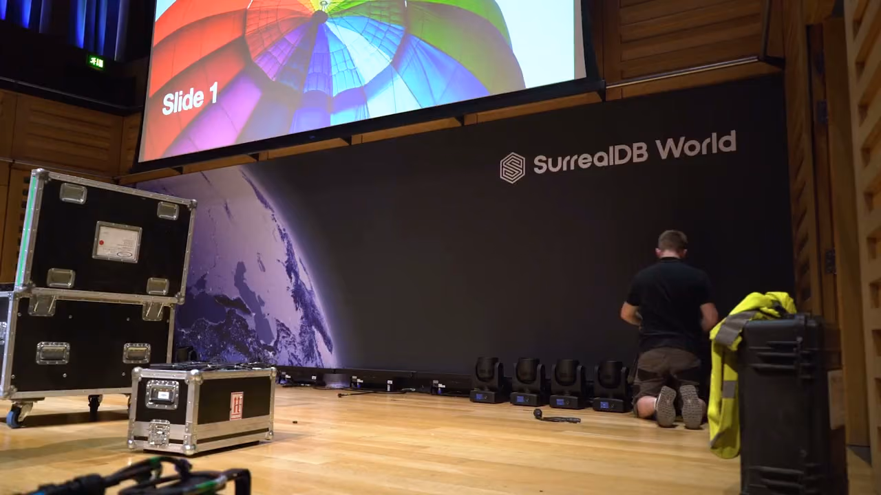 The stage at SurrealDB World 2023