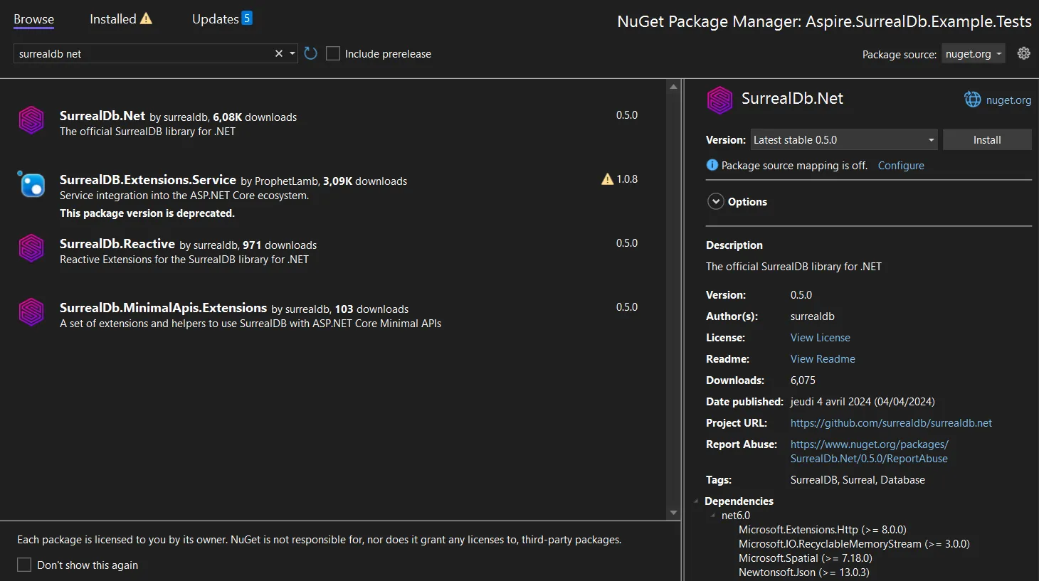 Visual Studio NuGet Package Manager