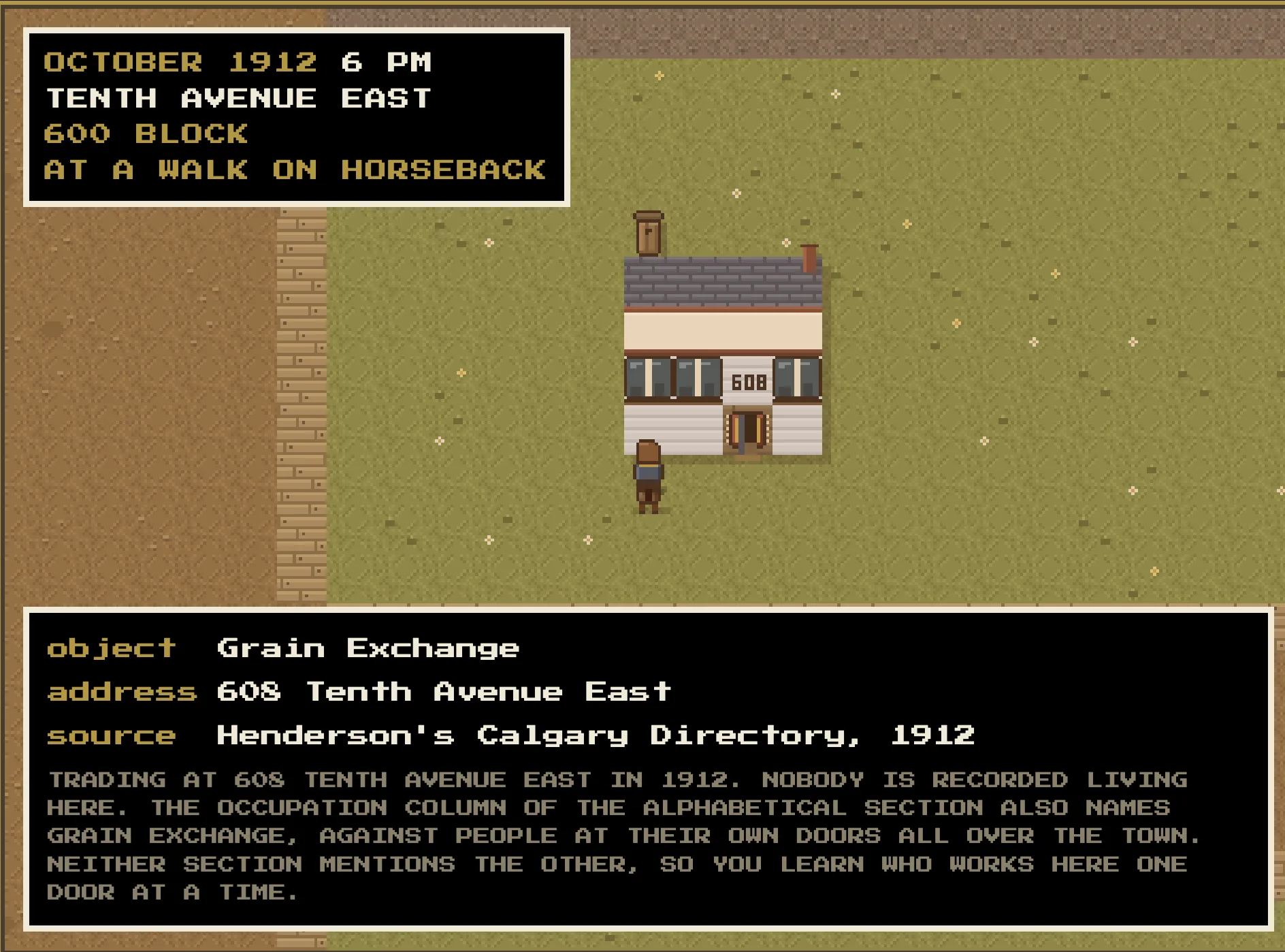 The record view of the Grain Exchange, giving the object, its address and its source volume.